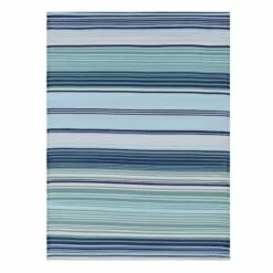 Blue Striped Plastic Outdoor Area Rug, 7x10 -Cosplay Shop blue striped plastic outdoor area rug 7x10 2