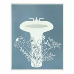 Blue & White Floral Sink Wall Art, 8x10