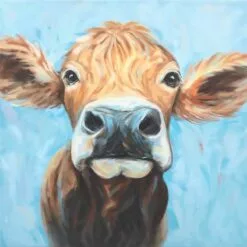 Brown Cow Canvas Wall Art, 18"