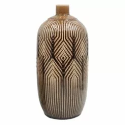 Brown Diamond Ceramic Vase, 13"