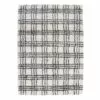 (C122) Honeybloom Ivory & Dark Grey Plaid Design Shag Area Rug, 5x7 -Cosplay Shop c122 honeybloom ivory dark grey plaid design shag area rug 5x7 1