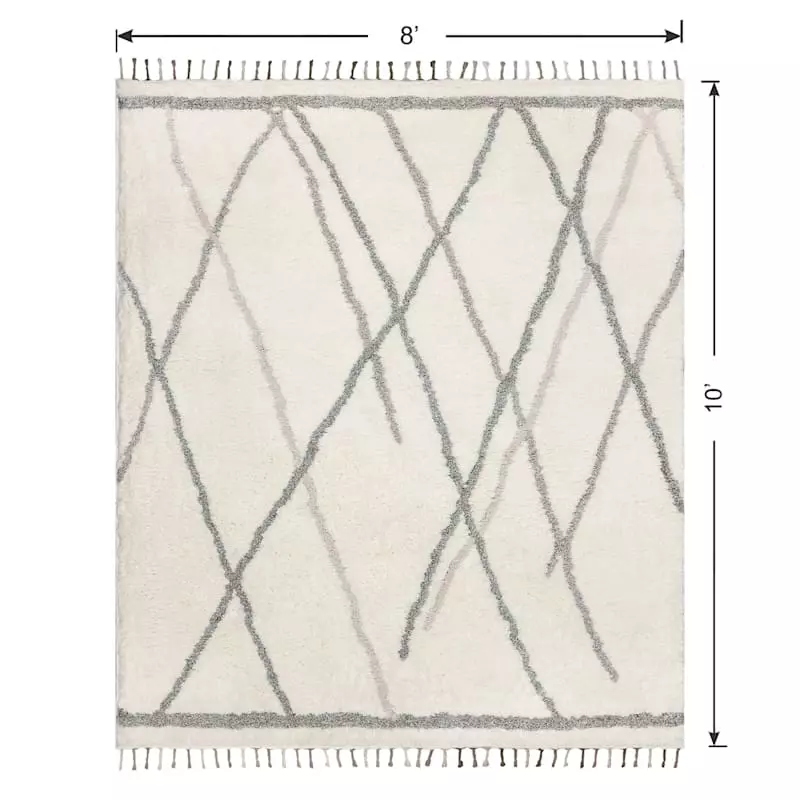 (C175) Found & Fable Theo Neutral Shag Area Rug With Tassels, 8x10 7 (C175) Found & Fable Theo Neutral Shag Area Rug With Tassels, 8x10 - Image 5