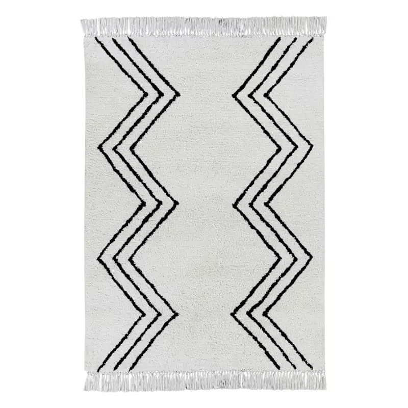 (C186) Found & Fable White & Black Chevron Shag Area Rug, 5x7 3 (C186) Found & Fable White & Black Chevron Shag Area Rug, 5x7