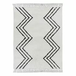 (C186) Found & Fable White & Black Chevron Shag Area Rug, 8x10