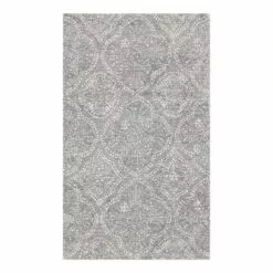 (C191) Hayne Grey Floral Shag Accent Rug, 3x5