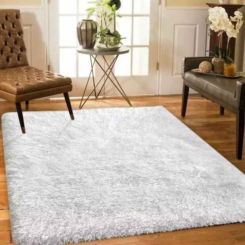 (C200) Eve White Shag Area Rug, 6x9 8 (C200) Eve White Shag Area Rug, 6x9 - Image 6