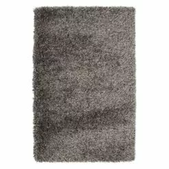 (C67) Mixed Silver & Black Long Pile Shag Area Rug, 7x10