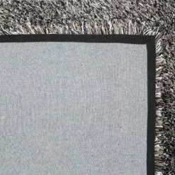 (C67) Mixed Silver & Black Long Pile Shag Area Rug, 7x10 -Cosplay Shop c67 mixed silver black long pile shag area rug 7x10 3
