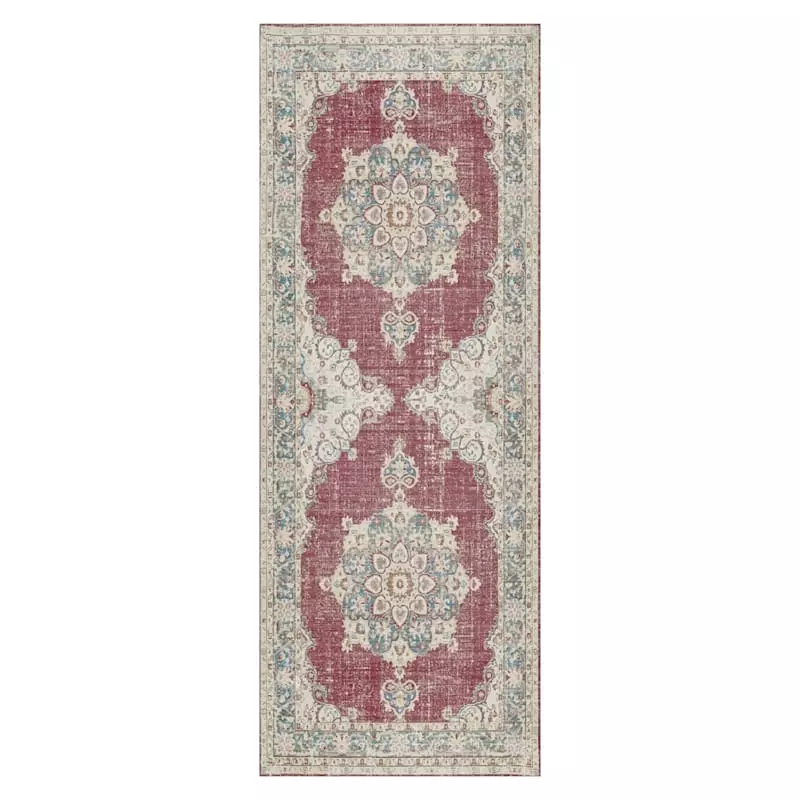 Cameron Maroon & Ivory Runner Rug, 22x59 3 Cameron Maroon & Ivory Runner Rug, 22x59