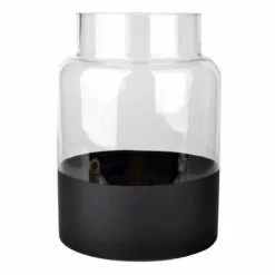 Clear Glass Vase With Black Base, 9"