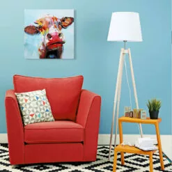 Colorful Cow Embellished Canvas Wall Art, 24" -Cosplay Shop colorful cow embellished canvas wall art 24 2