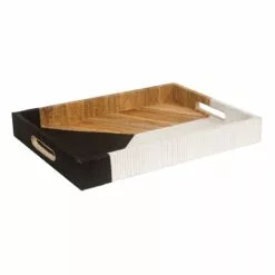 Crosby St Black Fabric & Wood Tray, 12x16