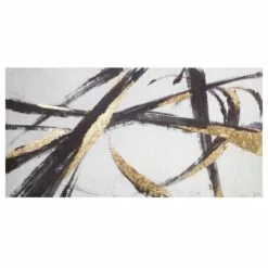 Crosby St Embellished Black & White Abstract Canvas Wall Art, 25x50