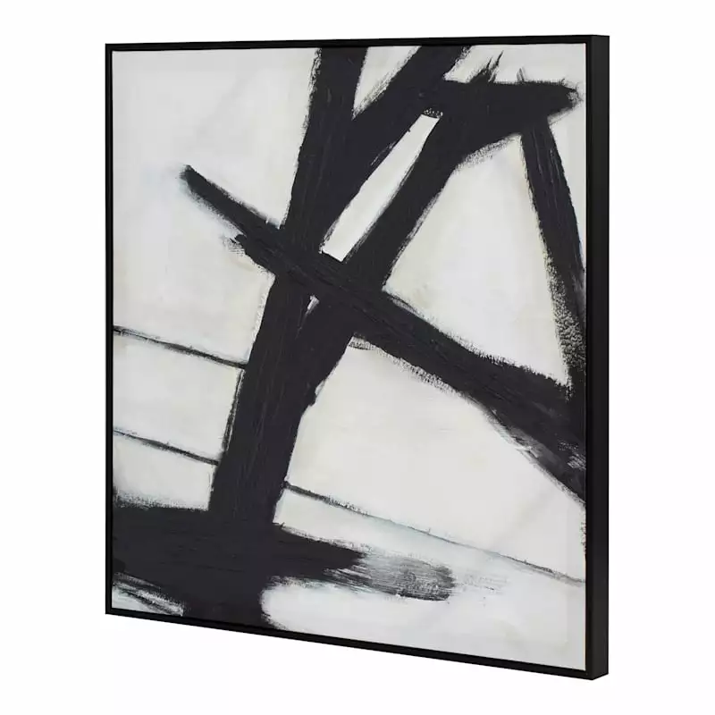 Crosby St Glass Framed Black Abstract Canvas Art, 24" 4 Crosby St Glass Framed Black Abstract Canvas Art, 24" - Image 2