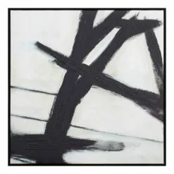 Crosby St Glass Framed Black Abstract Canvas Art, 24"