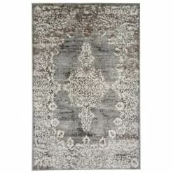(D393) Grey & White Antique Medallion Runner, 2x7