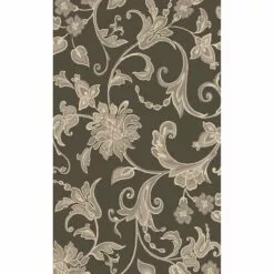 (D408) Dark Grey Traditional Floral Design Runner, 2x7