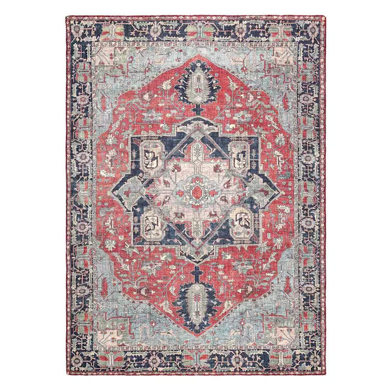 (D473) Fenix Red Medallion Chenille Area Rug, 5x7 3 (D473) Fenix Red Medallion Chenille Area Rug, 5x7