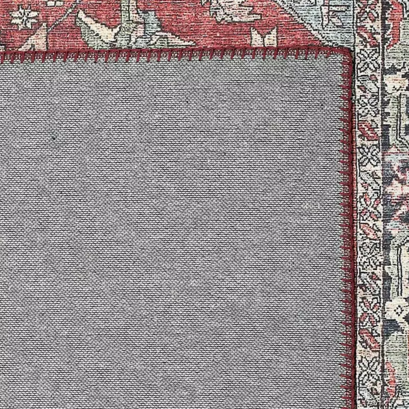 (D473) Fenix Red Medallion Chenille Area Rug, 5x7 5 (D473) Fenix Red Medallion Chenille Area Rug, 5x7 - Image 3