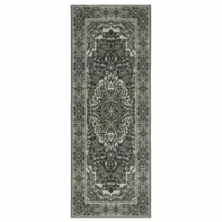 (D475) Black Medallion Runner, 2x5