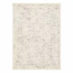 (D487) Roma Ivory & Grey Medallion Accent Rug, 3x5