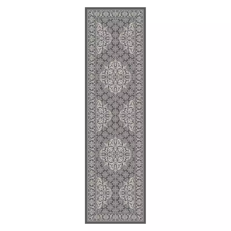 (D503) Empress Grey Medallion Design Runner, 2x6 3 (D503) Empress Grey Medallion Design Runner, 2x6
