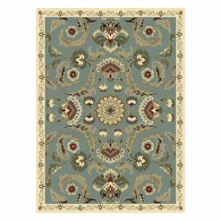 (D504) Empress Teal Jacobean Area Rug, 7x10
