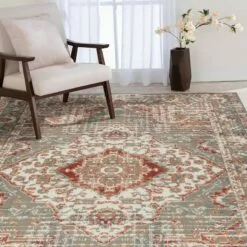 (D513) Norway Genna Grey & Red Area Rug, 5x7 -Cosplay Shop d513 norway genna grey red area rug 5x7 4