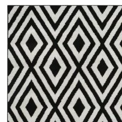 (D532) Black & White Diamond Design Area Rug, 5x7 -Cosplay Shop d532 black white diamond design area rug 5x7 2