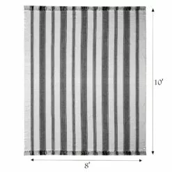 (D551) Honeybloom Flatweave Ivory & Black Striped Area Rug, 8x10 10 (D551) Honeybloom Flatweave Ivory & Black Striped Area Rug, 8x10 -Cosplay Shop d551 honeybloom flatweave ivory black striped area rug 8x10 4