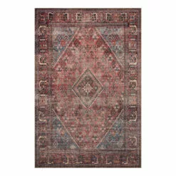 (D553) Found & Fable Vilani Red & Blue Medallion Area Rug, 8x10