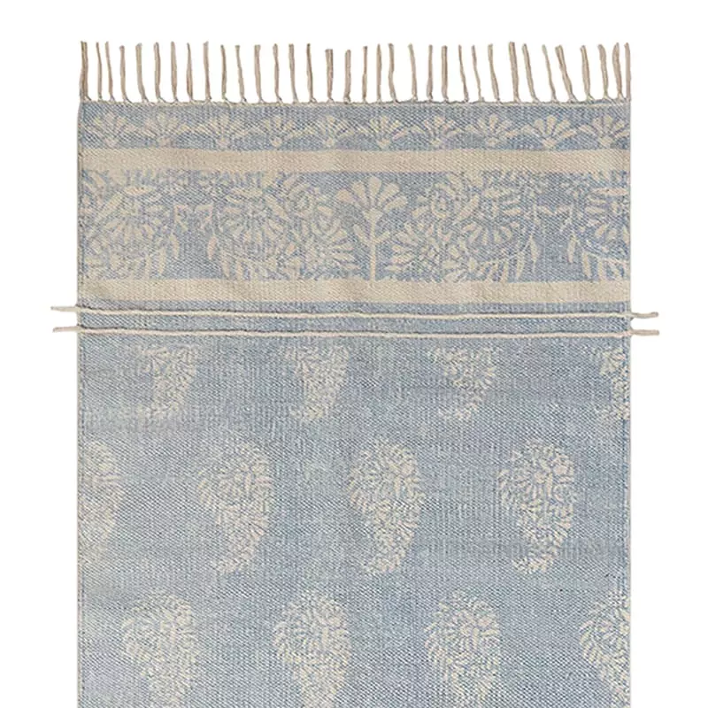 (D555) Honeybloom Lodi Blue & Ivory Paisley Runner, 2x7 4 (D555) Honeybloom Lodi Blue & Ivory Paisley Runner, 2x7 - Image 2