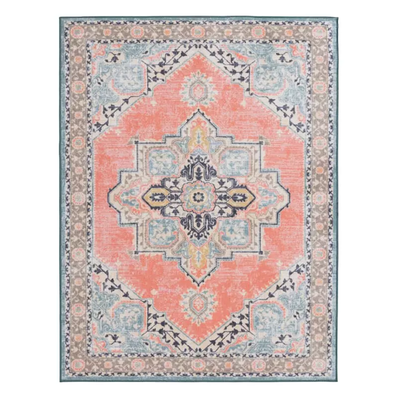 (D561) Venus Pink Multicolor Medallion Area Rug, 7x10 3 (D561) Venus Pink Multicolor Medallion Area Rug, 7x10