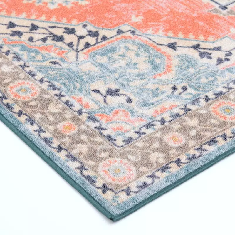 (D561) Venus Pink Multicolor Medallion Area Rug, 7x10 5 (D561) Venus Pink Multicolor Medallion Area Rug, 7x10 - Image 3