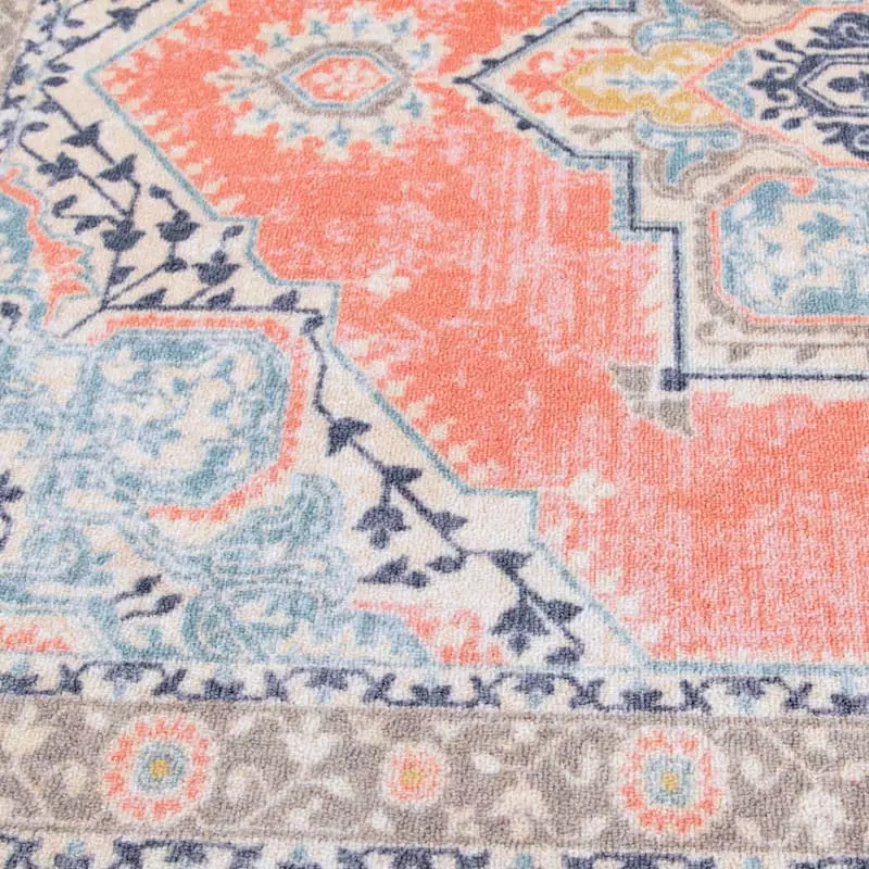 (D561) Venus Pink Multicolor Medallion Area Rug, 7x10 6 (D561) Venus Pink Multicolor Medallion Area Rug, 7x10 - Image 4