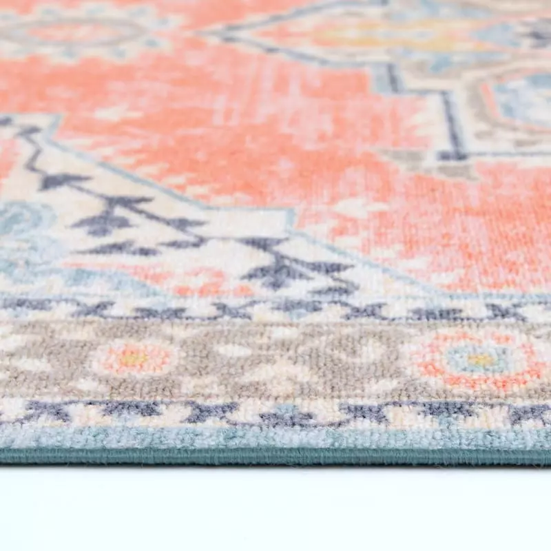 (D561) Venus Pink Multicolor Medallion Area Rug, 7x10 7 (D561) Venus Pink Multicolor Medallion Area Rug, 7x10 - Image 5