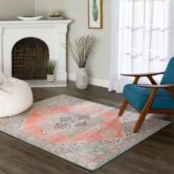 (D561) Venus Pink Multicolor Medallion Area Rug, 7x10 14 (D561) Venus Pink Multicolor Medallion Area Rug, 7x10 -Cosplay Shop d561 venus pink multicolor medallion area rug 7x10 6