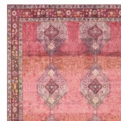 (D566) Freya Red Medallion Washable Area Rug, 8x10 -Cosplay Shop d566 freya red medallion washable area rug 8x10 2