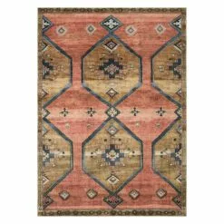(D568) Freya Pink Medallion Washable Area Rug, 5x7