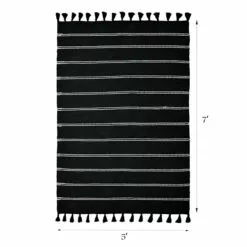 (D582) Honeybloom Black Striped Woven Area Rug, 5x7 -Cosplay Shop d582 honeybloom black striped woven area rug 5x7 4