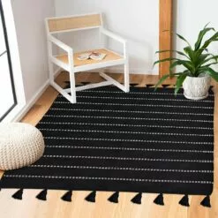 (D582) Honeybloom Black Striped Woven Area Rug, 5x7 -Cosplay Shop d582 honeybloom black striped woven area rug 5x7 5