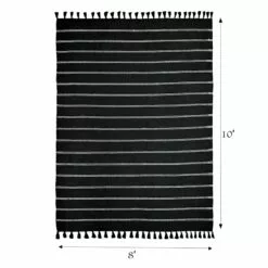 (D582) Honeybloom Black Striped Woven Area Rug, 8x10 -Cosplay Shop d582 honeybloom black striped woven area rug 8x10 4
