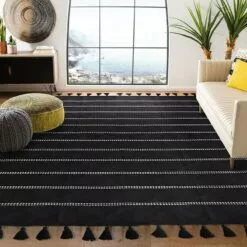 (D582) Honeybloom Black Striped Woven Area Rug, 8x10 -Cosplay Shop d582 honeybloom black striped woven area rug 8x10 5