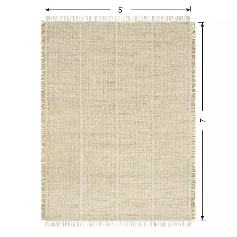 (D583) Honeybloom Mason Natural Fringe Area Rug, 5x7 8 (D583) Honeybloom Mason Natural Fringe Area Rug, 5x7 - Image 6