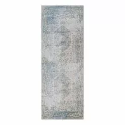 D590 Lillian Blue Multi Medallion Washable Runner 2X7