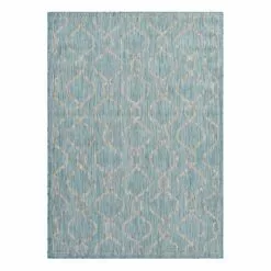 (E306) Aqua Geo Wave Indoor & Outdoor Area Rug, 8x10