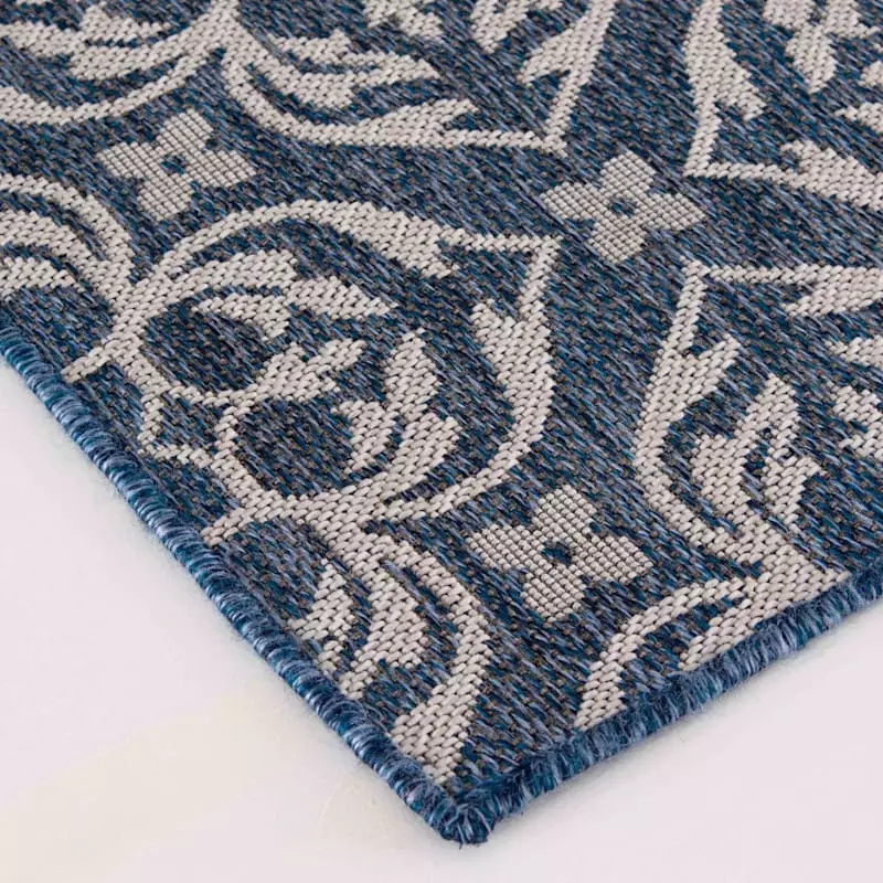 (E308) New Zealand Cobalt Blue Woven Indoor & Outdoor Area Rug, 5x7 4 (E308) New Zealand Cobalt Blue Woven Indoor & Outdoor Area Rug, 5x7 - Image 2