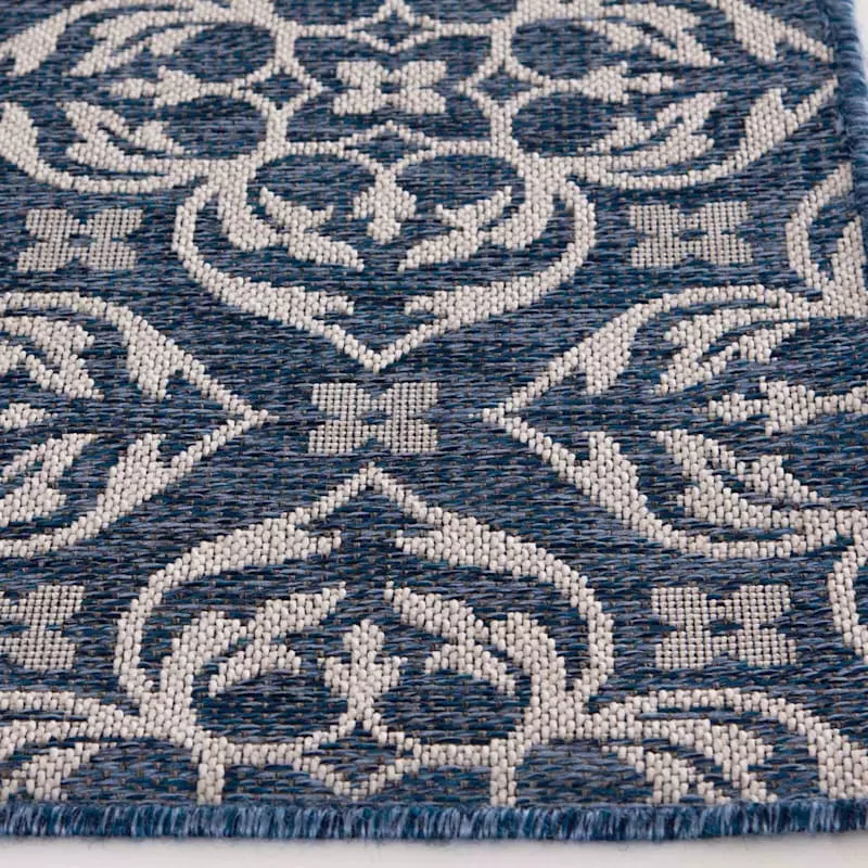 (E308) New Zealand Cobalt Blue Woven Indoor & Outdoor Area Rug, 5x7 5 (E308) New Zealand Cobalt Blue Woven Indoor & Outdoor Area Rug, 5x7 - Image 3