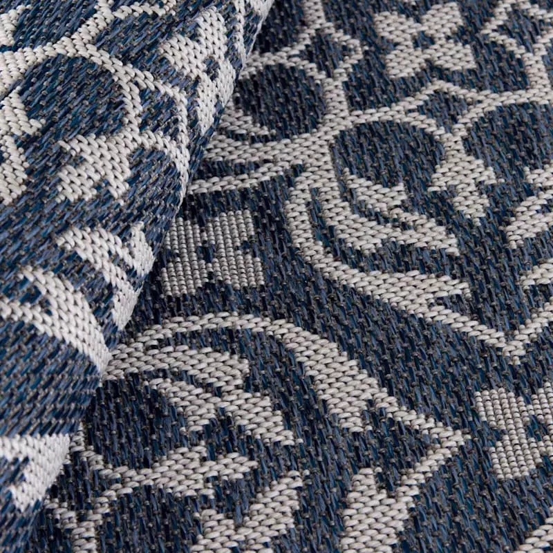 (E308) New Zealand Cobalt Blue Woven Indoor & Outdoor Area Rug, 5x7 8 (E308) New Zealand Cobalt Blue Woven Indoor & Outdoor Area Rug, 5x7 - Image 6