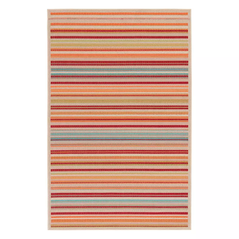 (E309) Scope Multicolor Striped Woven Indoor & Outdoor Area Rug, 5x7 3 (E309) Scope Multicolor Striped Woven Indoor & Outdoor Area Rug, 5x7